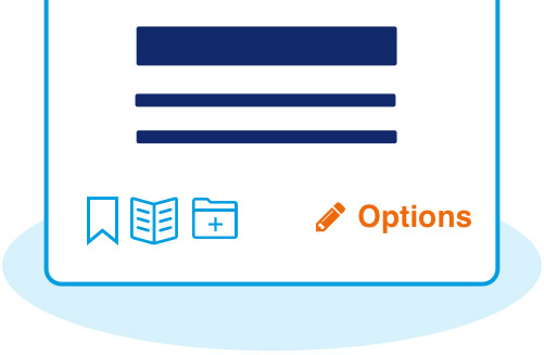 Highlighted options button on bookmark card