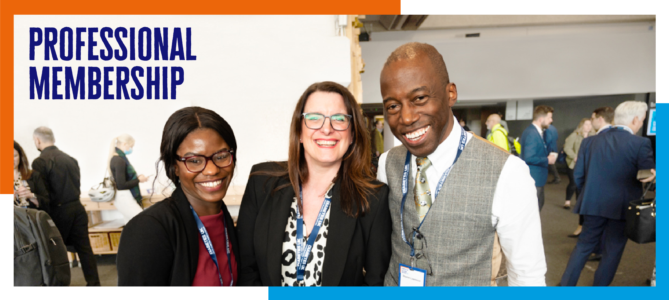 two ladies and a man smiling at the camera at the Diabetes UK conference - professional members